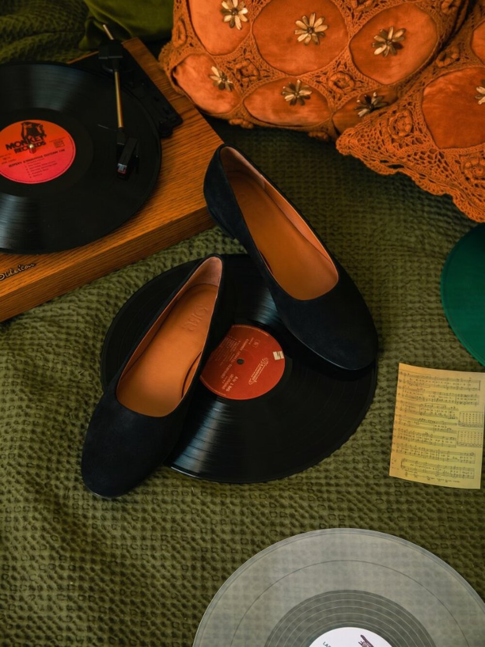 H by Halston Linda Black Suede Flats in US 7.5 Minimalist Chic Business Casual